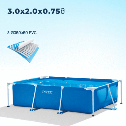 INTEX  28272NP კარკასული აუზი ოთკუთხედი 3x2x0.75მ